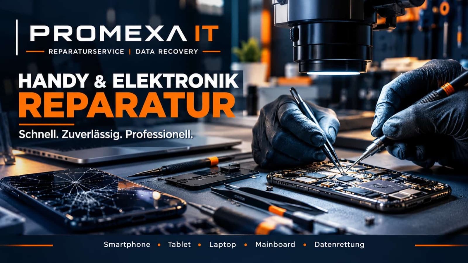 Promexa IT Handy- und Elektronik-Reparatur: Displaytausch unter dem Mikroskop